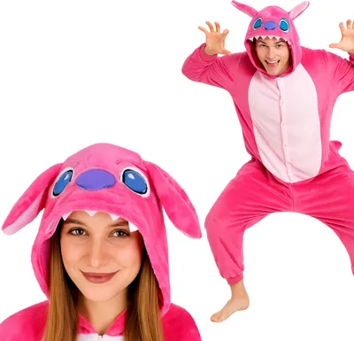 Produktbild von Pyjama Onesie Kigurumi Kostüm für Erwachsene Rosa Stitch L: 165 - 175cm