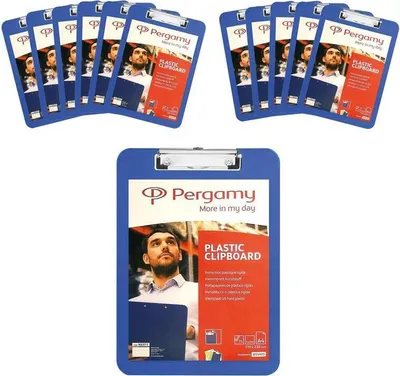 Produktbild von Pergamy Klemmbrett Schreibbrett 12er Set Schreibunterlage Kunststoff A4 Blau