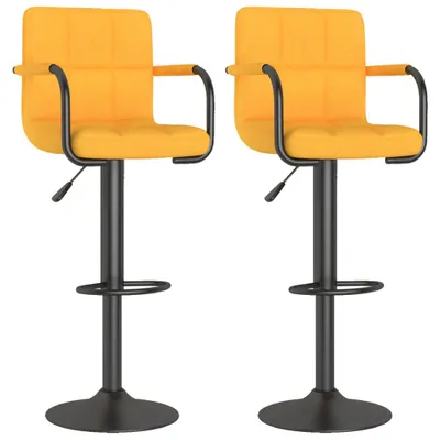 Image de vidaXL Tabouret de bar 2 pcs. jaune moutarde Tissu