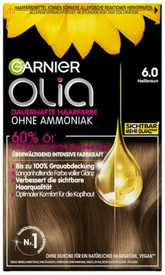 Produktbild von Garnier Olia Dauerhafte Haarfarbe 6.0 Hellbraun, ohne Ammoniak, permanente Color