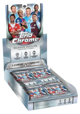 Obrázok produktu pre 2025/26 Topps Chrome – Klubové súťaže UEFA – Hobby Box