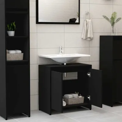 Produktbild von Hochwertigen Möbel Badezimmerschränke - Schwarz Badezimmerschrank Schwarz 60x33x61cm Holzwerkstoff NEU7359313