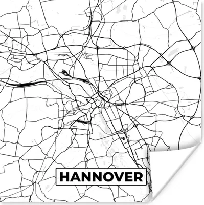 Produktbild von MuchoWow® Poster Hannover - Karte - Stadtplan 50x50 cm - Wohnzimmerdekoration