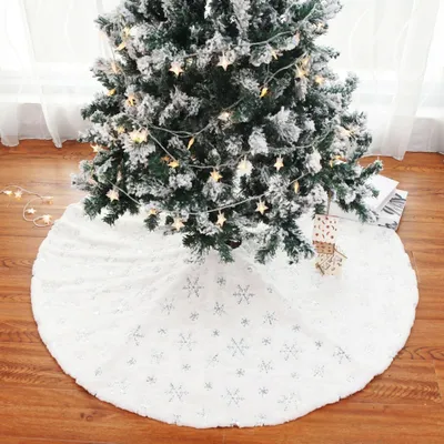 Produktbild von 120 Weihnachtsbaum Rock Christbaumdecke Bodenmatte Weihnachtsdeko Decke Teppich Silber