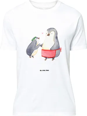 Produktbild von Mr. & Mrs. Panda Größe L T-Shirt Pinguin mit Kind - Weiß - Geschenk, Muttertag, Familie, Mama, Vorbild, Shirt, Tshirt, Spruch
