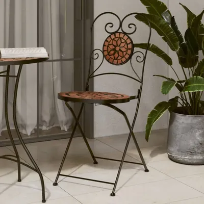 Produktbild von "2026 Promotion" Bistrostühle 2 Stk. Klappbar Terracottarot Keramik - Gartenstühle C473