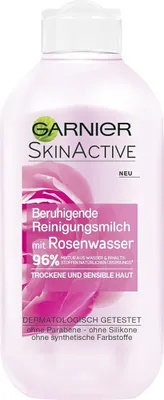 Produktbild von Garnier SkinActive Reinigungsmilch mit Rosenwasser Trockene und sensible Haut, (200 ml)