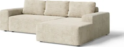 Obrázek produktu pro Rohová souprava s funkcí spaní L – béžová – 264x76x155 cm – pravá – manšestr – úložný prostor – obývací pokoj – AVANTI