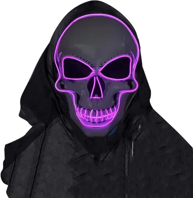 Produktbild von LED-Masken – Leuchtende Totenkopfmasken mit LED-Beleuchtung – Totenkopfdesign – Vollgesichtsmaske – Neonlichter – Blinklichter