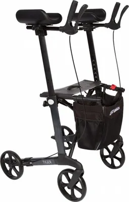 Produktbild von FabaCare Arthritis Rollator Tiger mit Einhandbremse, Unterarmrollator, gepolsterte Armauflagen, höhenverstellbarer Arthritsrollator, bis 150 kg, Anthrazit