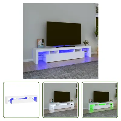 Zdjęcie produktu dla Szafka pod telewizor Living Store z oświetleniem LED biała 200x36,5x40 cm