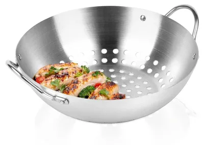 Obrázok produktu pre Grilovací košík na zeleninu, nehrdzavejúca oceľ, perforovaný, 20,5 cm