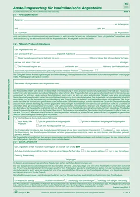 Produktbild von RNK Verlag 541 Anstellungsvertrag für kaufmännische Angestellte - SD, 2 x 2 Blatt, DIN A4