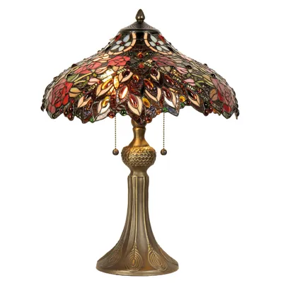 Obrázok produktu pre LumiLamp 5LL-9027 Stolná lampa Tiffany Ø43x58cm Stolná lampa z červeného zeleného skla