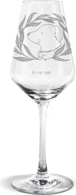 Produktbild von Mr. & Mrs. Panda Weißwein Glas Hund Blumen - Transparent - Geschenk, Weinglas, Sprüche, wein, Weißweinkelch, Hundeliebe, Kelch, Ranke, Hunde, Für