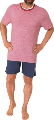 Produktbild von Herren kurzarm Schlafanzug Shorty Loungewear in chilliger Optik - auch in Übergrössen ; rot , 60-62
