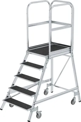 Produktbild von MUNK Podestleiter fahrbar R13 Korund 5 Stufen