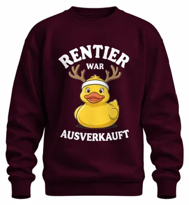 Productafbeelding van Rentier - Kersttrui met afbeelding van een eend, grappig, uni, kleur bordeauxrood, maat XL