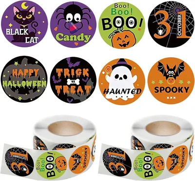 Image de 1000 autocollants sur le thème d'Halloween pour enfants, rouleau de 1000 autocollants mignons. Rouleau d'autocollants d'Halloween pour adultes