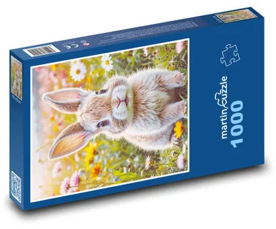 Obrázok produktu pre Puzzle 1000 Roztomilý králik v kvetoch - martinpuzzle