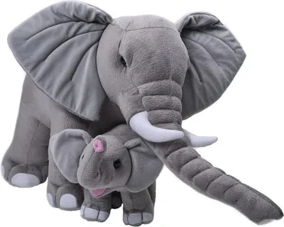 Productafbeelding van Wild Republic knuffelelefant met veulen - Pluche speelgoed - 76 cm
