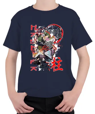 Produktbild von Demon Slayer Kimetsu no Yaiba Anime Charaktere Geschenk Grunge Kinder T-Shirt, Navy, 116