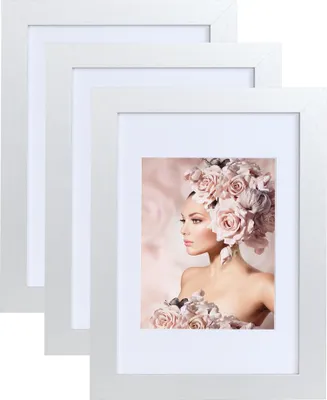 Produktbild von Pack Set Holz Bilderrahmen Foto Plexi Rahmen Acryl Collage Wanddeko Poster S215 - Farbe: Silber | Format: 21x29,7 DIN A4 | Pack: 3