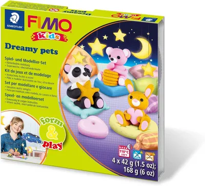 Productafbeelding van FIMO kids 8034 Dreamy Pets-set – 4 x 42 g met stokje