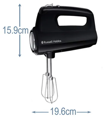 Produktbild von Russell Hobbs Handmixer Matt Schwarz 5 Stufen Turbofunktion Rührbesen Knethaken