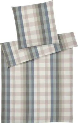 Produktbild von elegante Soft-Flanell-Bettwäsche-Garnitur Glasgow Farbe Salbei-Blau Größe 155x220+80x80 AL