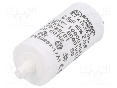 Produktbild von 1x Kondensator: für Motoren, Betrieb 2,5uF Ø28x55mm 475VAC 5% 416100227 Kondensa