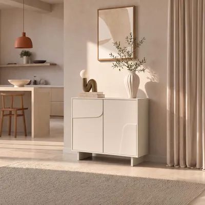 Produktbild von FLORA beige 80 cm 2-türiges Sideboard mit Melaminbeschichtung