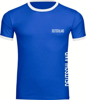 Produktbild von multifanshop Kontrast T-Shirt - Deutschland - Brust & Seite, blau/weiß, Größe L
