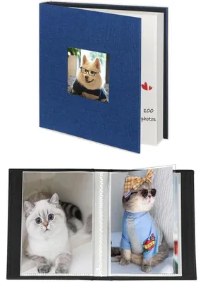 Produktbild von Fotoalbum 10x15 cm 50 Taschen 2er Pack Leinen Blau für 100 Fotos