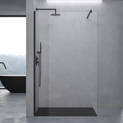 Produktbild von doporro Luxus Duschwand für Dusche Duschabtrennung 120x200cm Schwarz Walk-In Dusche 8mm ESG-Sicherheitsglas Klarglas inkl. Nanobeschichtung Bremen01K