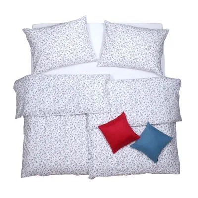 Produktbild von SCANquilt povlečení KREP suchomilka bílomodročervená 100% bavlna 140 x 200/70 x 90 cm