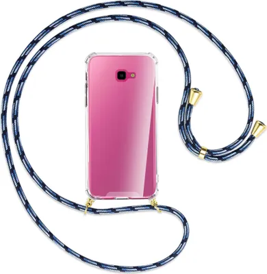 Produktbild von Handykette Backcover-Schutzhülle mit Band (Metall goldfarben) für Samsung Galaxy J4 Plus - Blautöne