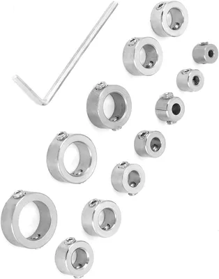 Produktbild von Bohrbegrenzungsringe Set 12 Stück, Edelstahl, Tiefenstopfbits 3mm - 16mm, für Holzverarbeitung