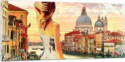 Produktbild von Bilder auf glas - Venedig Brücke Wasser - 120x50cm - Glasbilder - Wandbilder - Kunstdruck - zum Aufhängen bereit - Wanddekoration aus Glas - Glas Bilder - Wandbild auf Glas - GAB120x50-3495