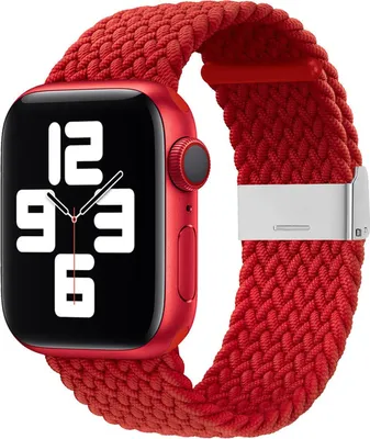 Produktbild von Armband Stoffarmband Ersatz für Apple Watch 7/6 / SE / 5/4/3/2 45mm 44mm 42mm Geflochtenes Armband Uhrenarmband Rot