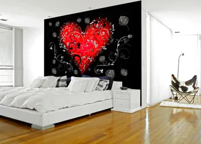 Produktbild von Vlies Fototapete 350x256 cm Tapeten Wandtapete XXL Herz schwarz rot grau violett grau f-A-0067-a-b