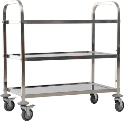 Obrázek produktu pro Kuchyňský vozík – servírovací vozík s kolečky – 3 úrovně, mobilní kuchyňský ostrůvek, nutná montáž – stříbrný