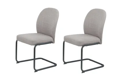 Produktbild von Hela Tische, 2er Set Esszimmerstuhl Freischwinger Karen, Bezug Webstoff Schlamm, Rundrohr-Metall-Gestell Schwarz, 120kg belastbar
