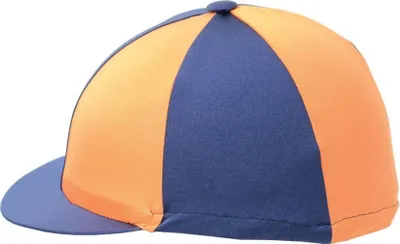 Produktbild von Hy  Elasthan-Reithelmüberzug, seidig glänzend, zweifarbig BZ506 (Einheitsgröße) (Marineblau/Orange)