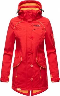 Produktbild von Marikoo Soulinaa Wasserdichte Damen Softshelljacke mit Kapuze Outdoor Jacke Regenjacke Regenmantel Rot Gr. 34 - XS