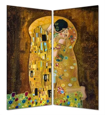 Produktbild von Wallario selbstklebende Duschrückwand 160 x 200 cm mit Motiv Der Kuss von Klimt - Wandverkleidung mit Hochglanzlaminat in Glasoptik