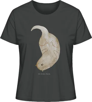Produktbild von Mr. & Mrs. Panda Oberteil Damen Otter Kopfüber Größe XL - Anthrazit - Geschenk, Basic Shirt, Seeotter See, Niedlich, Kurzarmshirt, Süß, T-Shirt Kurzarm