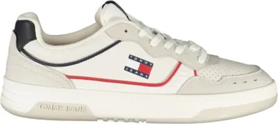 Produktbild von Weißer Herrensportschuh mit roten & blauen Details, herausnehmbares Fußbett
