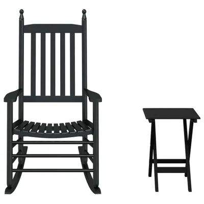 Produktbild von Schaukelstuhl mit Klapptisch Schwarz Massivholz Pappel