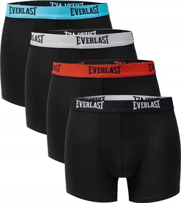 Produktbild von Everlast Herren Baumwoll Boxershorts Set - Bequeme Unterwäsche mit Elasthan, Perfekte Passform, Ohne Muster, Elastischer Bund, 4er Pack, Schwarz M
